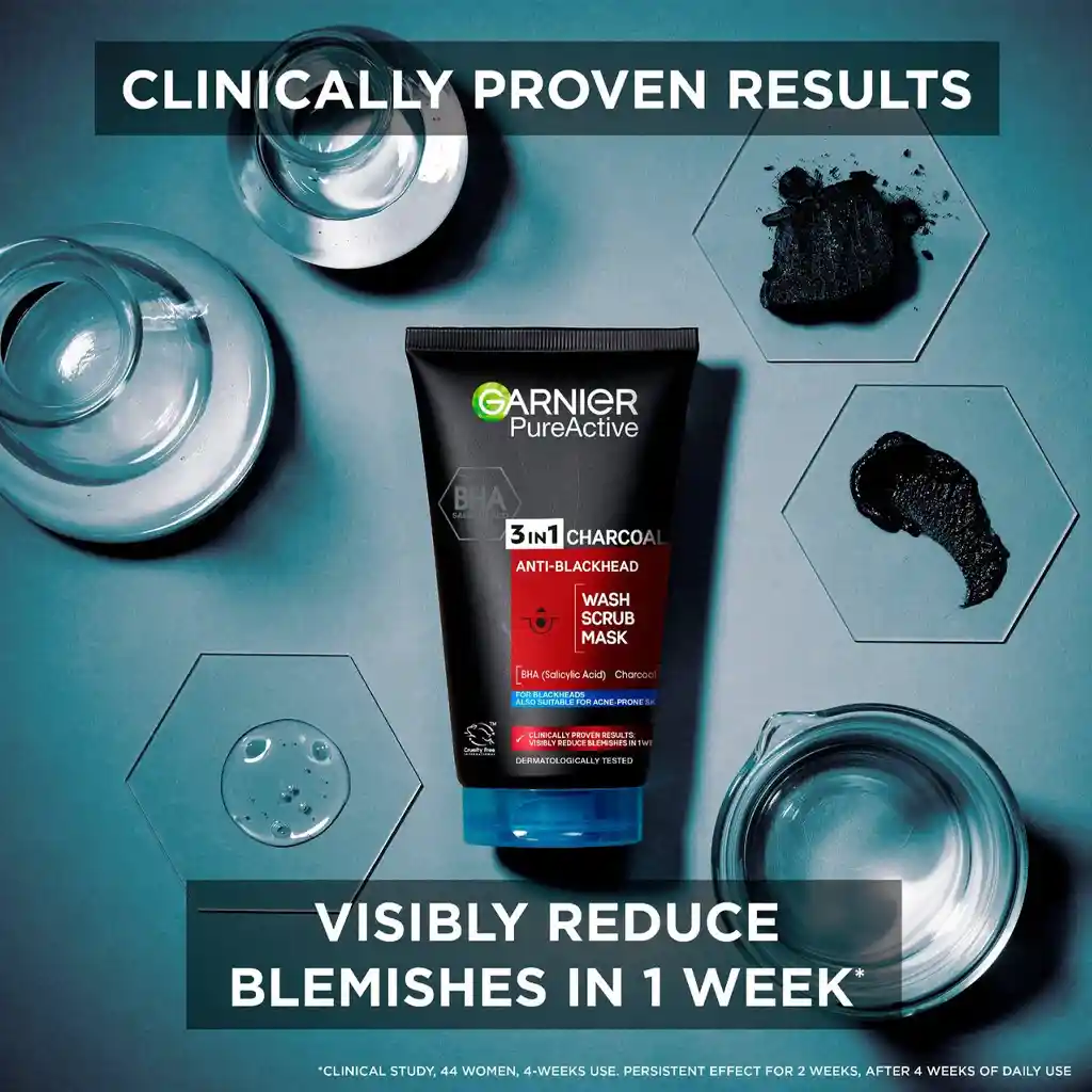 garnier 3in1 charcoal wash x2