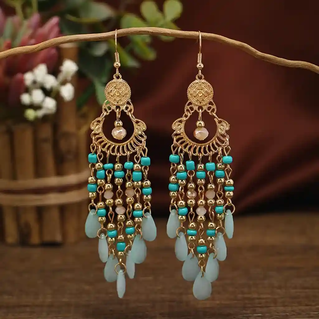 vacation beach drop earrings – lake blue