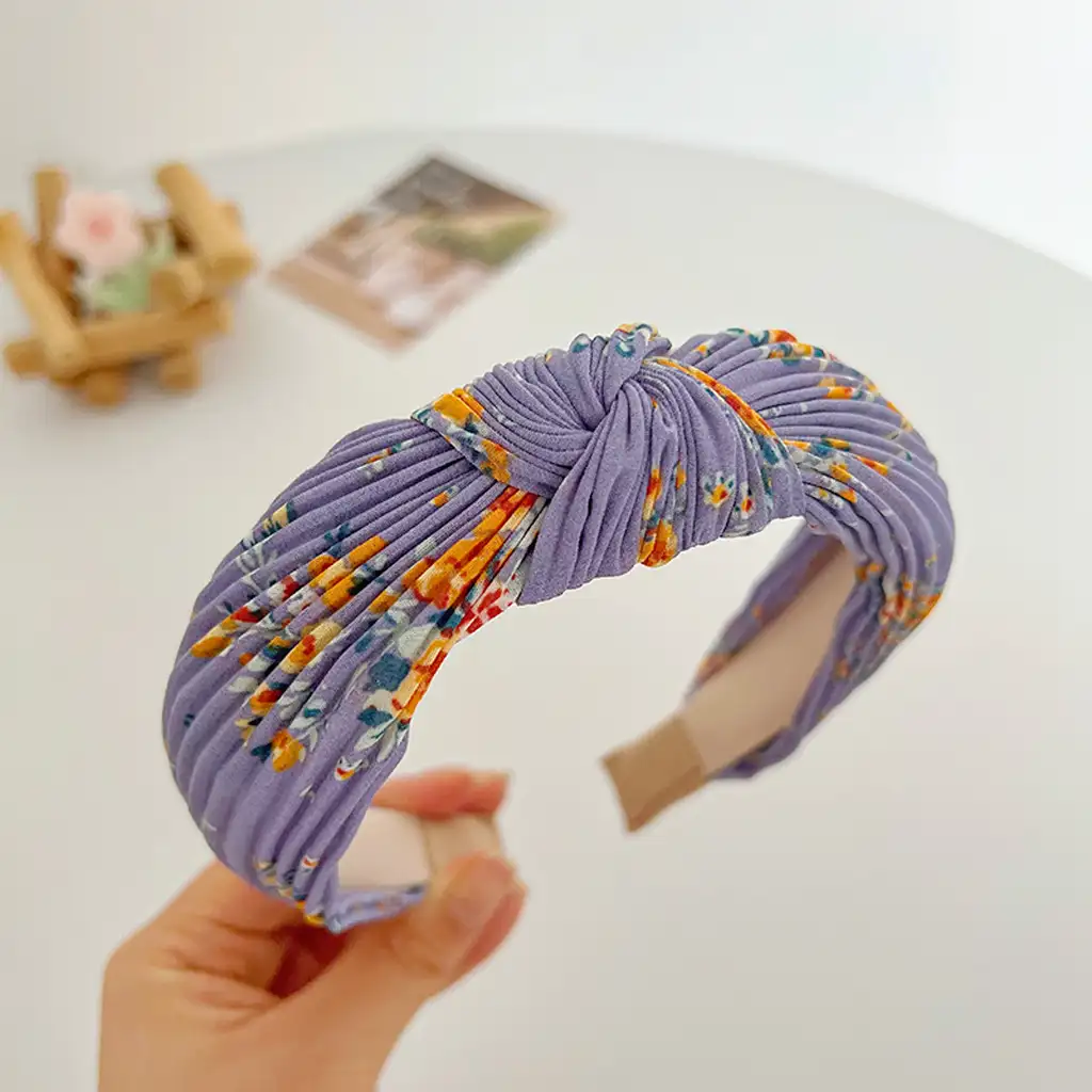 Women’s Sweet Pastoral Flower Cloth Hair Band -blue