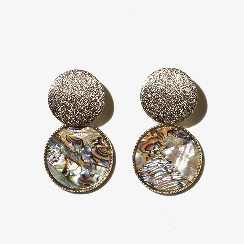 Round Alloy Inlaid Shell Women's Drop Earrings