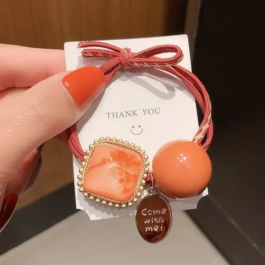 Knitting fruit hair tie -orange2