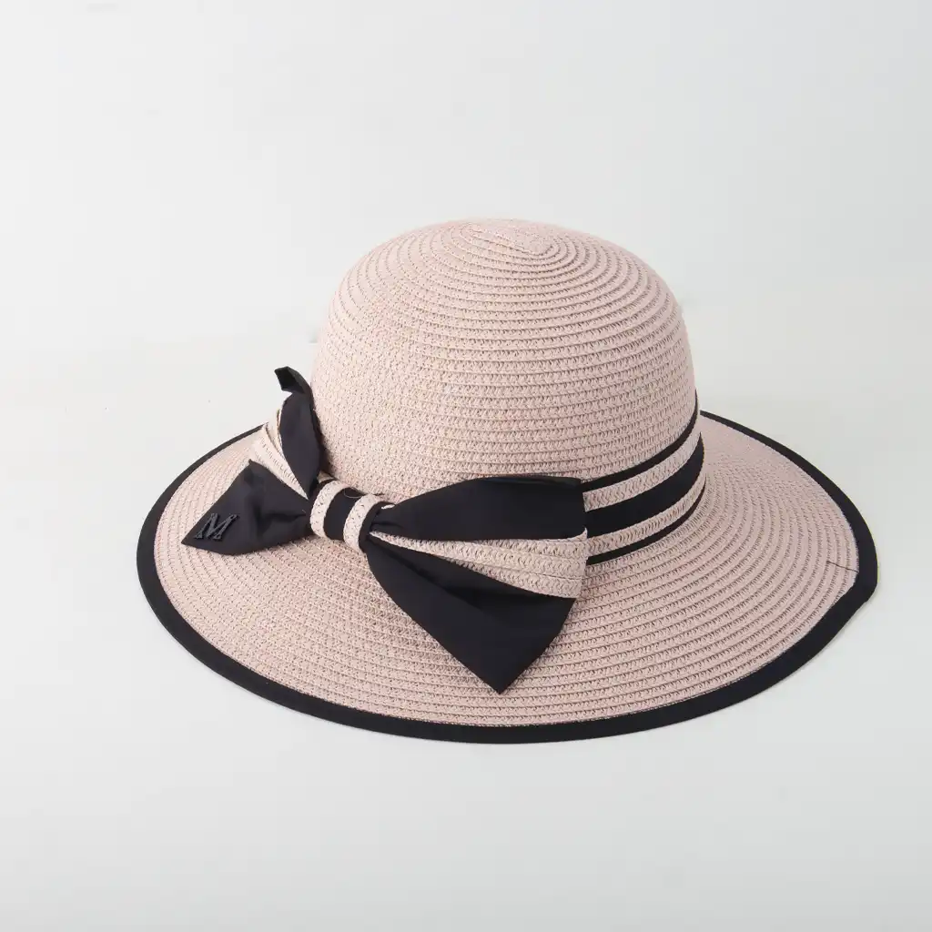 Bowknot short brim hat - Light pink