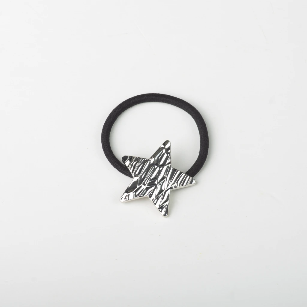 Alloy Pleated Hair Tie –Star- Silver