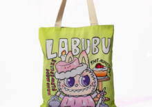 Canvas Cute Square Zipper Tote Bag- Green
